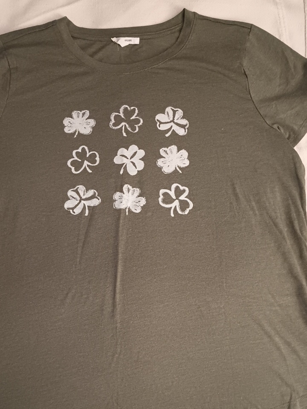 Maurices Olive Crewneck Tee with White Clover